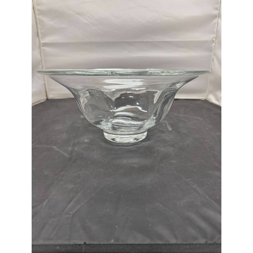 Simon Pearce Hand Blown Clear Glass Flared Centerpiece Bowl Signed 13" Wide